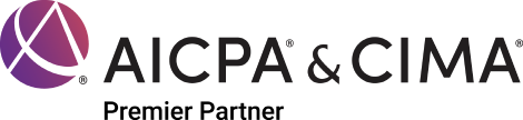 Logo with text: AICPA & CIMA Premier Partner