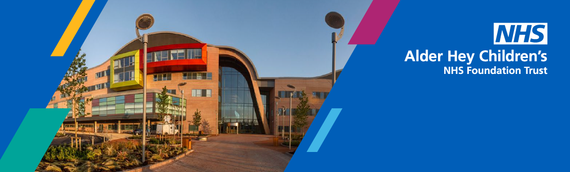 Hero banner with Alder Hey Children’s NHS Foundation Trust logo